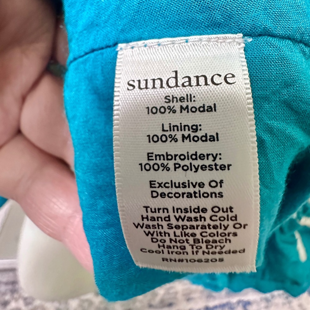 SUNDANCE Naomi Isles Modal Turquoise and Cream Long Sleeved Embroidered XL Tunic - Picture 7 of 13